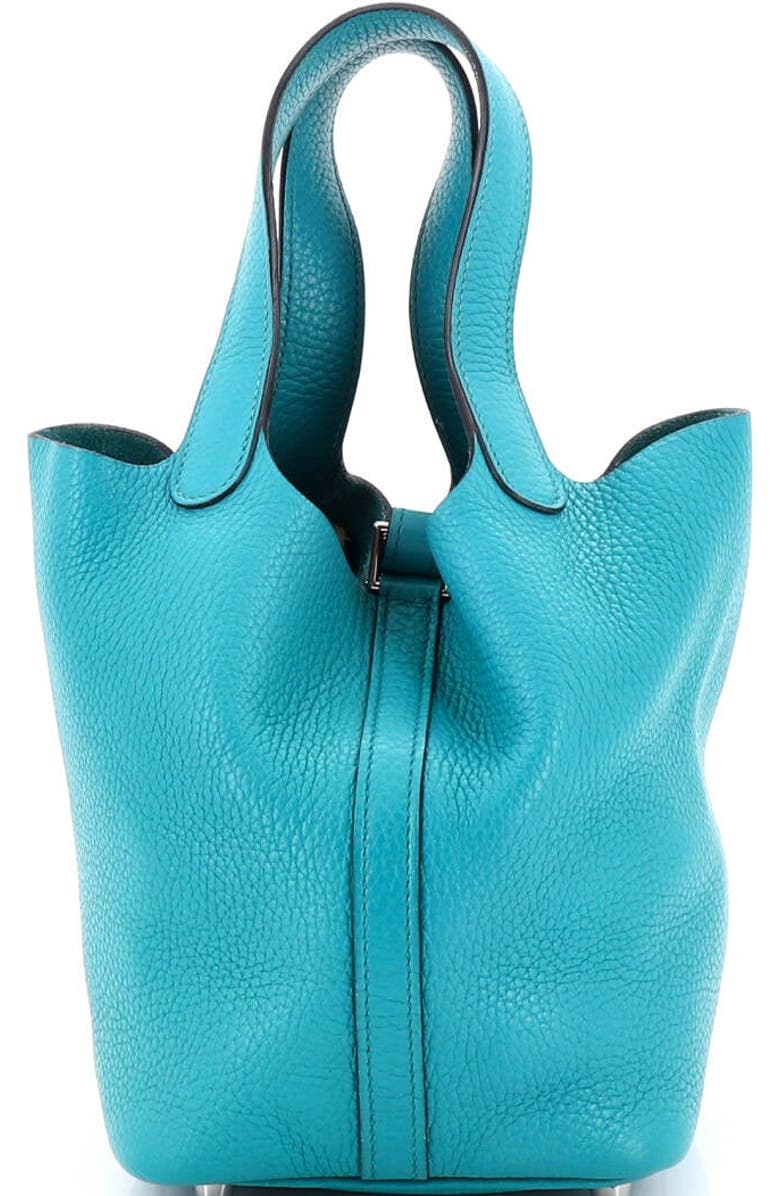 Pre-Owned Hermes Picotin Lock Bag Clemence PM, Alternate, color, Bleu Paon