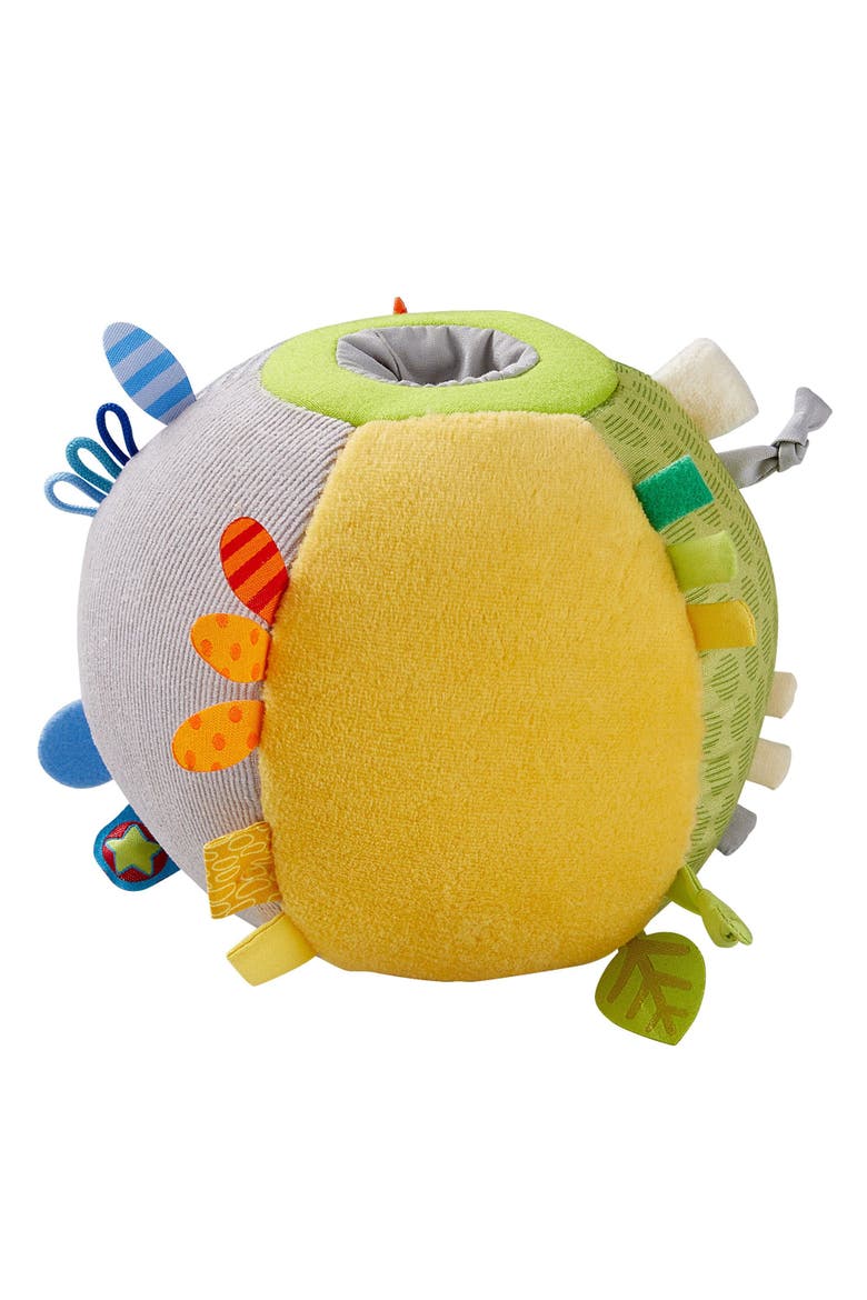 Soft Sensory Ball Discovery Toy - Plush Baby Tag Toy with Rattle, Main, color, Multi