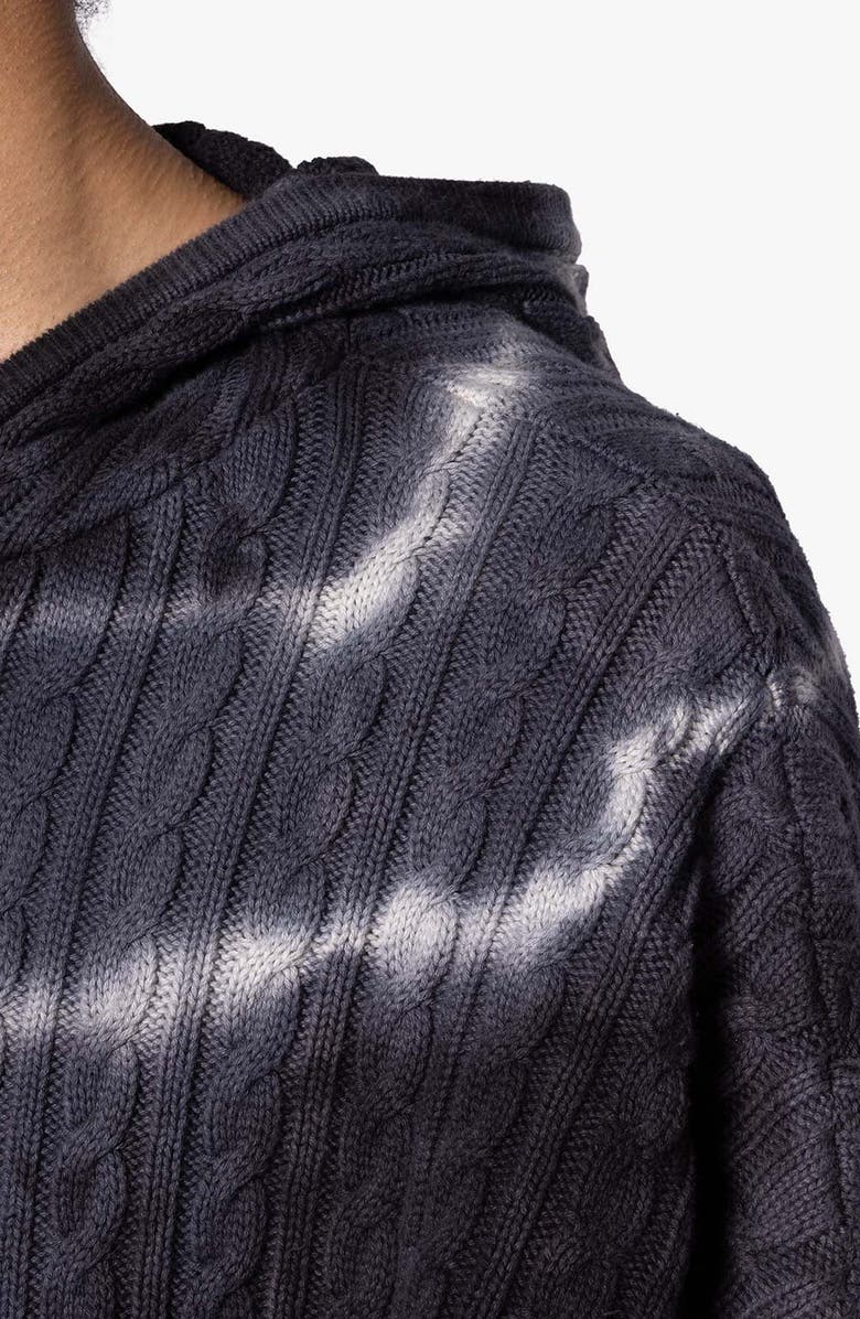 mnml Tie Dye Cable Knit Hoodie, Alternate, color, 