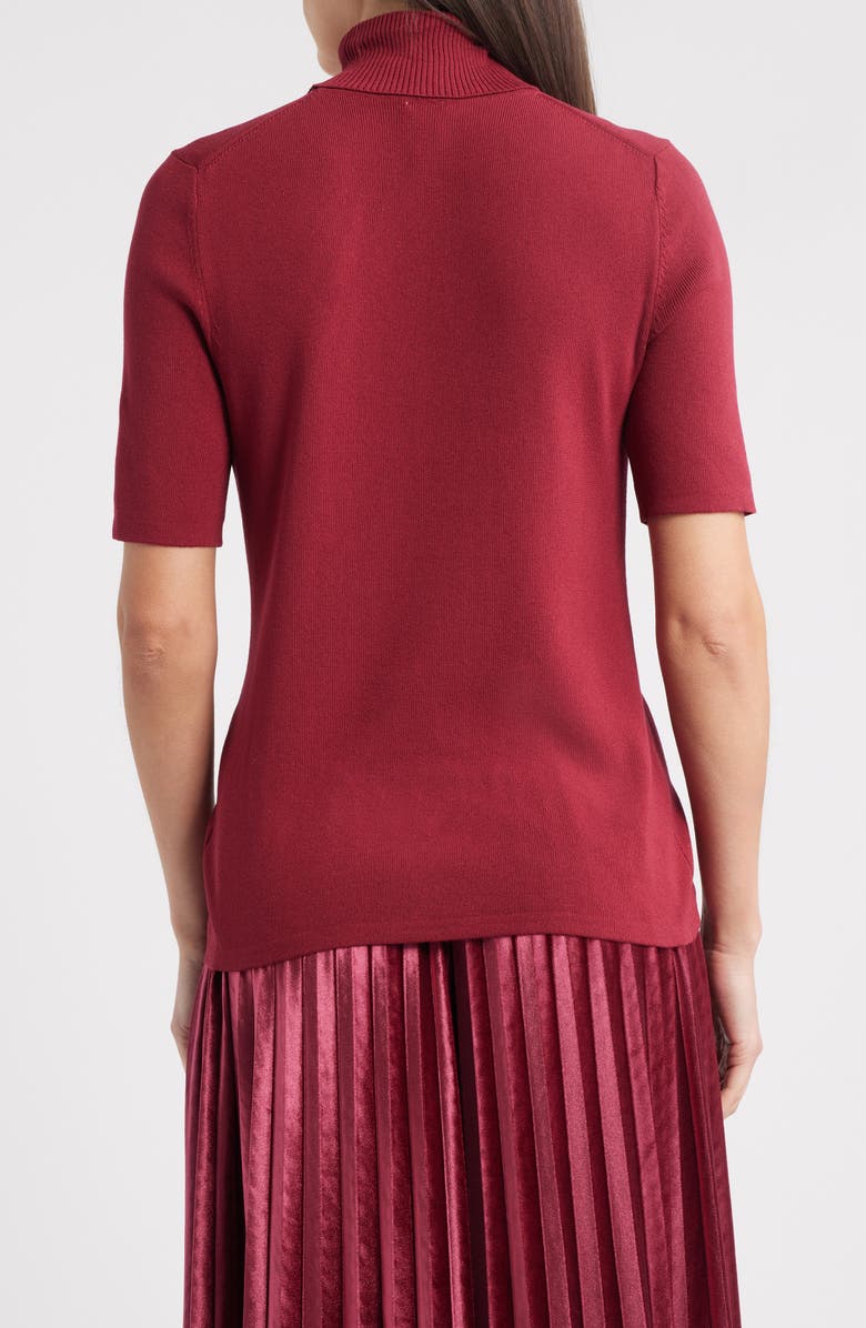 Anne Klein Short Sleeve Turtleneck Sweater, Alternate, color, Red Ruby