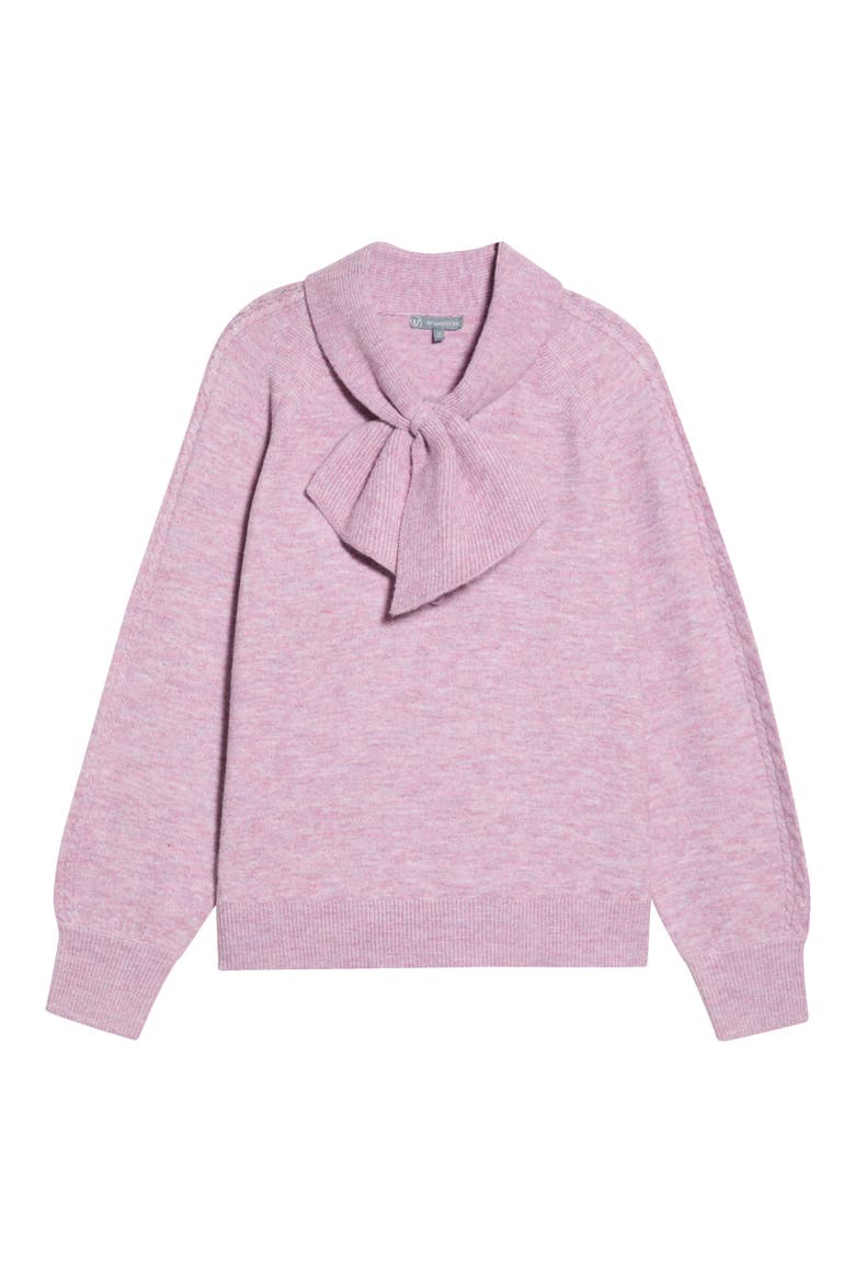 Raglan Sleeve Tie Neck Sweater, Alternate, color, SUGAR PLUM