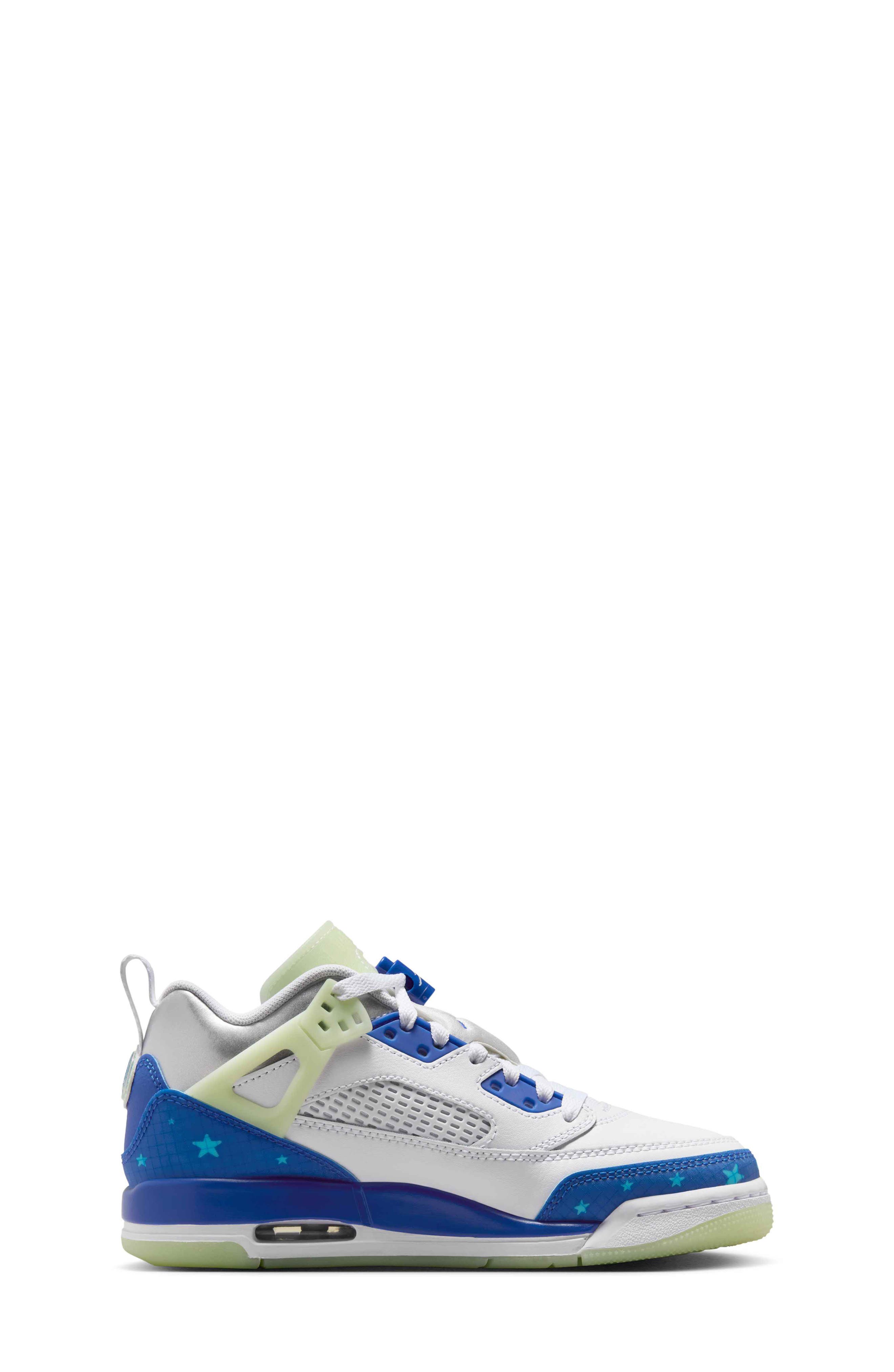 Nike Kids
 Jordan Spizike Low Sneaker, Alternate, color, White/ Volt/ Silver/ Royal