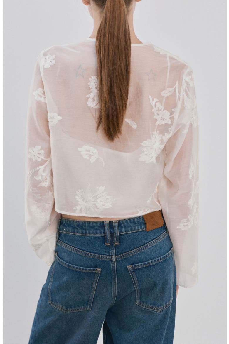 Lyocell Floral Embroidery Top, Alternate, color, OFF WHITE
