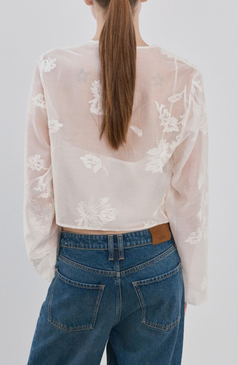 MANGO Lyocell Floral Embroidery Top, Alternate, color, Off White