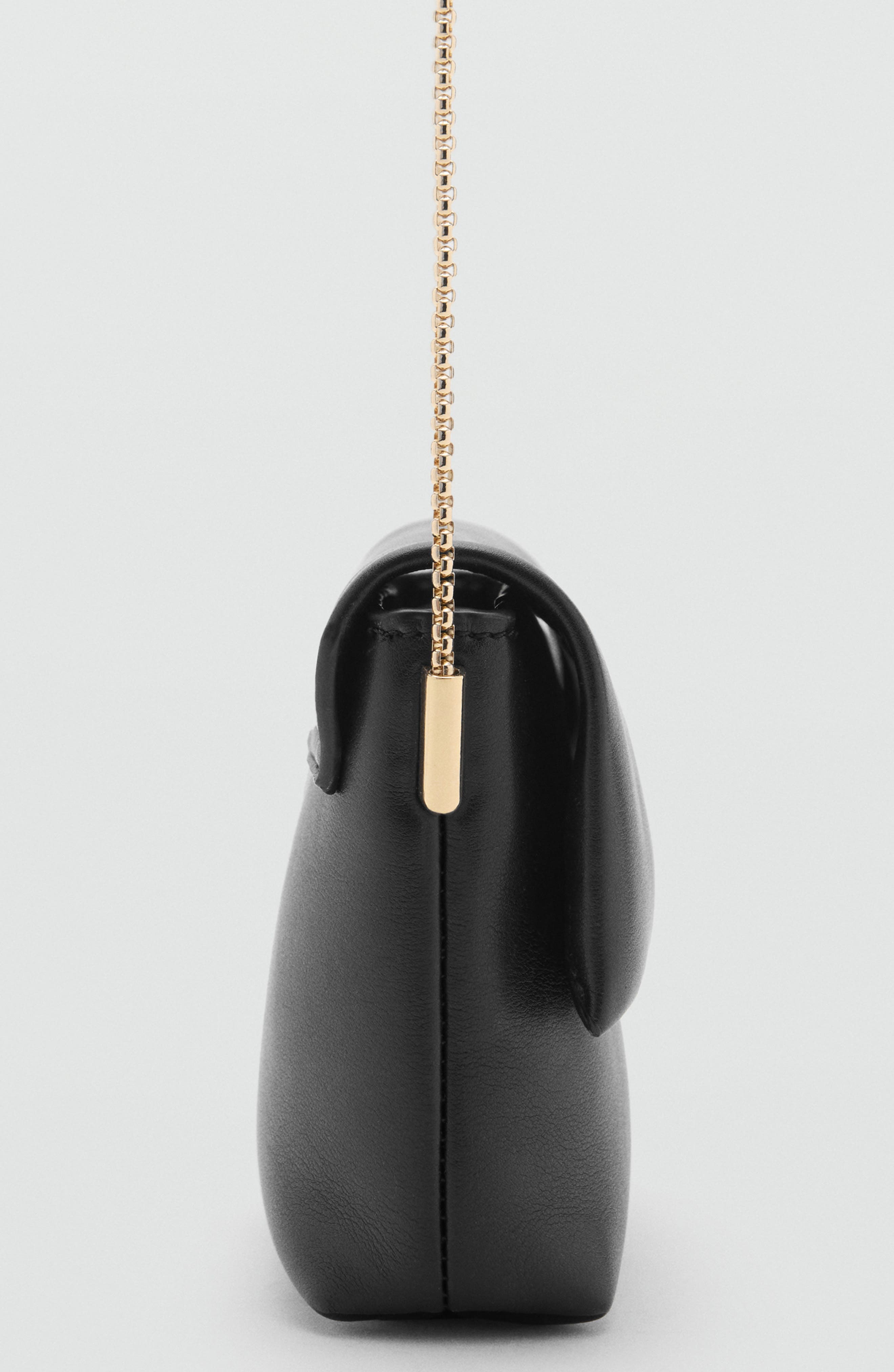 MANGO Faux Leather Crossbody Bag, Alternate, color, Black