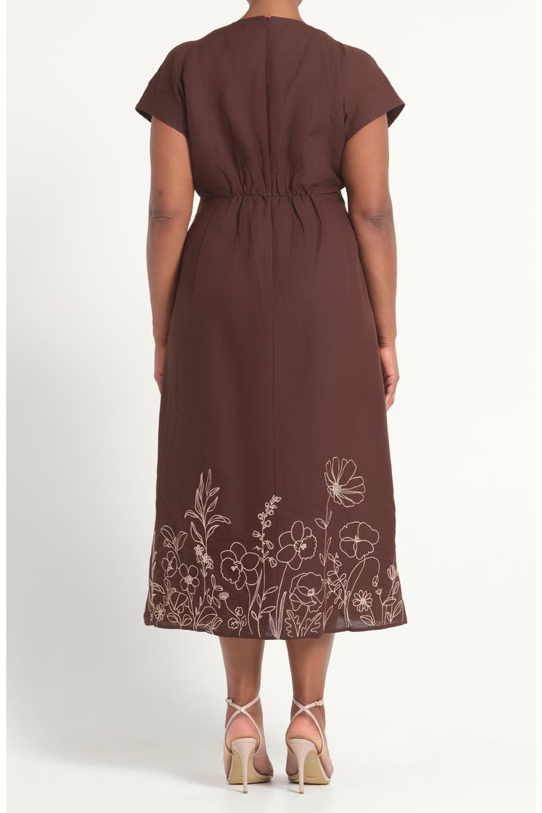 Emery Print Linen Blend Maxi Dress, Alternate, color, CHOCOLATE