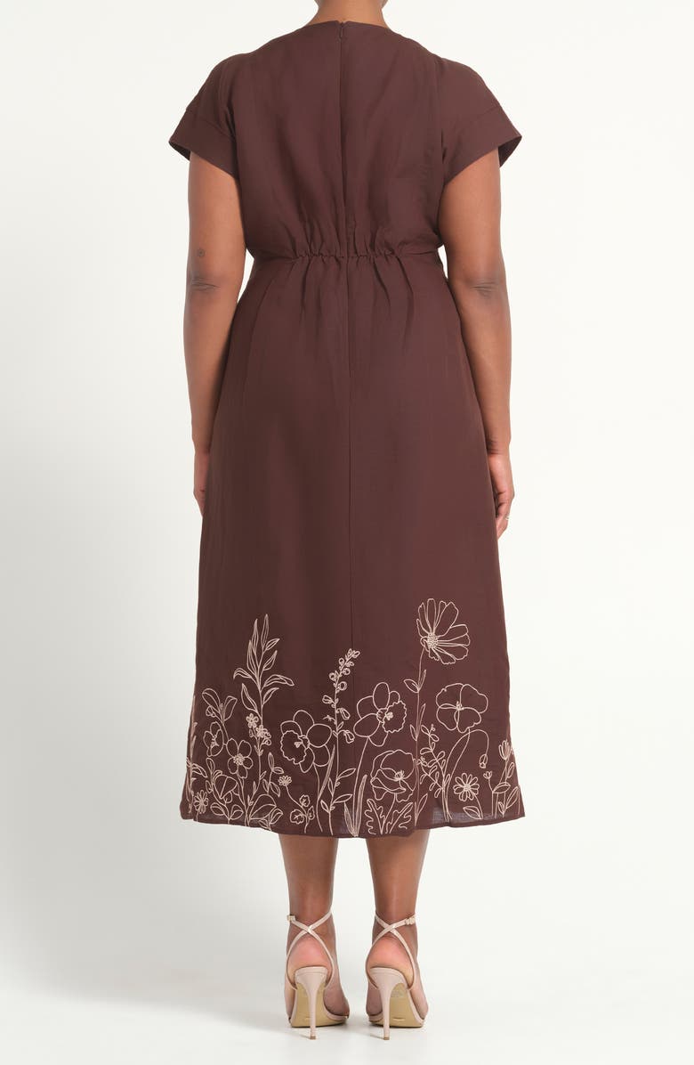 Estelle Emery Print Linen Blend Maxi Dress, Alternate, color, Chocolate