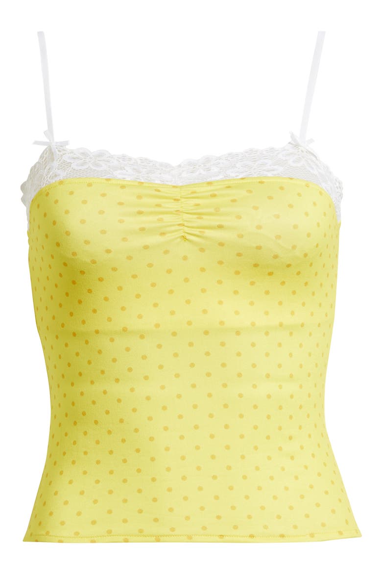 The Evelyn Polka Dot Lace Trim Camisole, Alternate, color, YELLOW