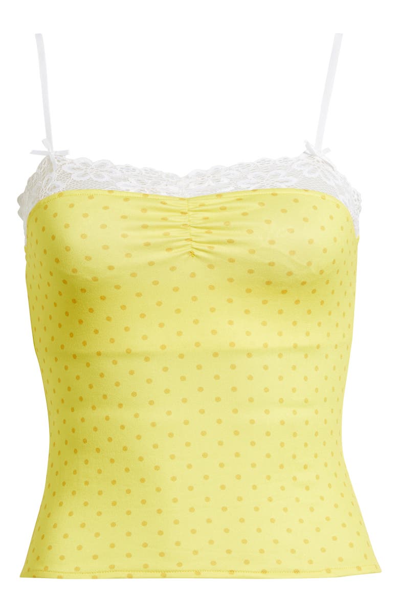 Bella Venice The Evelyn Polka Dot Lace Trim Camisole, Alternate, color, Yellow