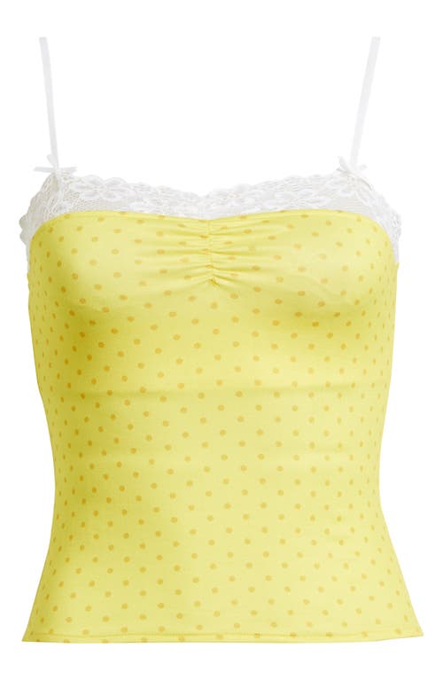 Bella Venice The Evelyn Polka Dot Lace Trim Camisole In Yellow