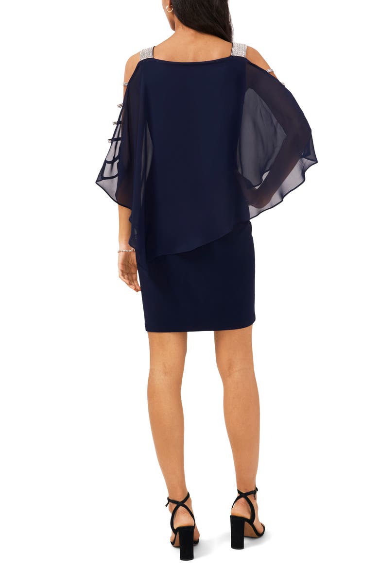 Ladder Trim Overlay Minidress, Alternate, color, NAVY