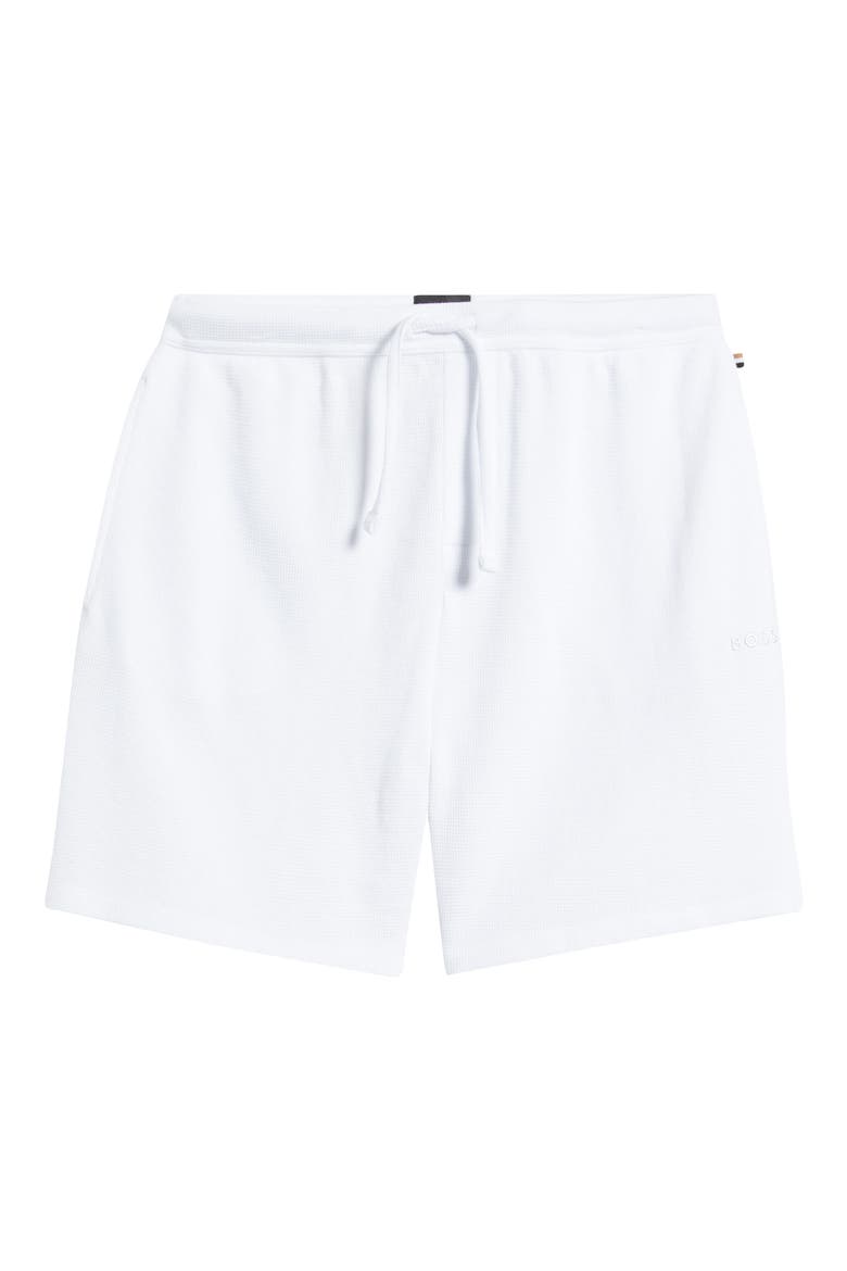 Waffle Knit Lounge Shorts, Alternate, color, WHITE