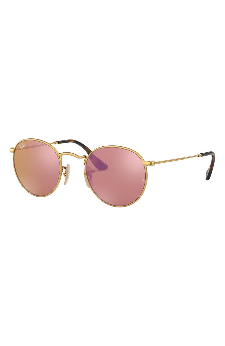 Ray-Ban Icons 50mm Round Sunglasses, Alternate, color, Gold/ Pink
