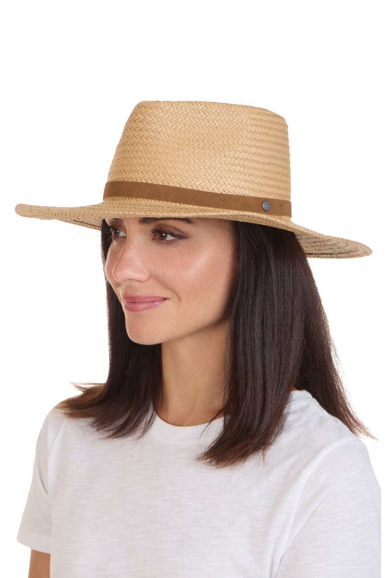 Wide Brim Straw Fedora Hat, Alternate, color, CAMEL