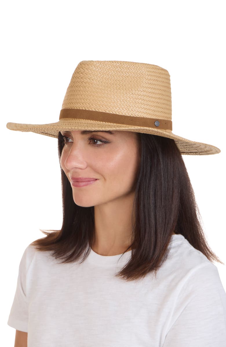 Vince Wide Brim Straw Fedora Hat, Alternate, color, Camel