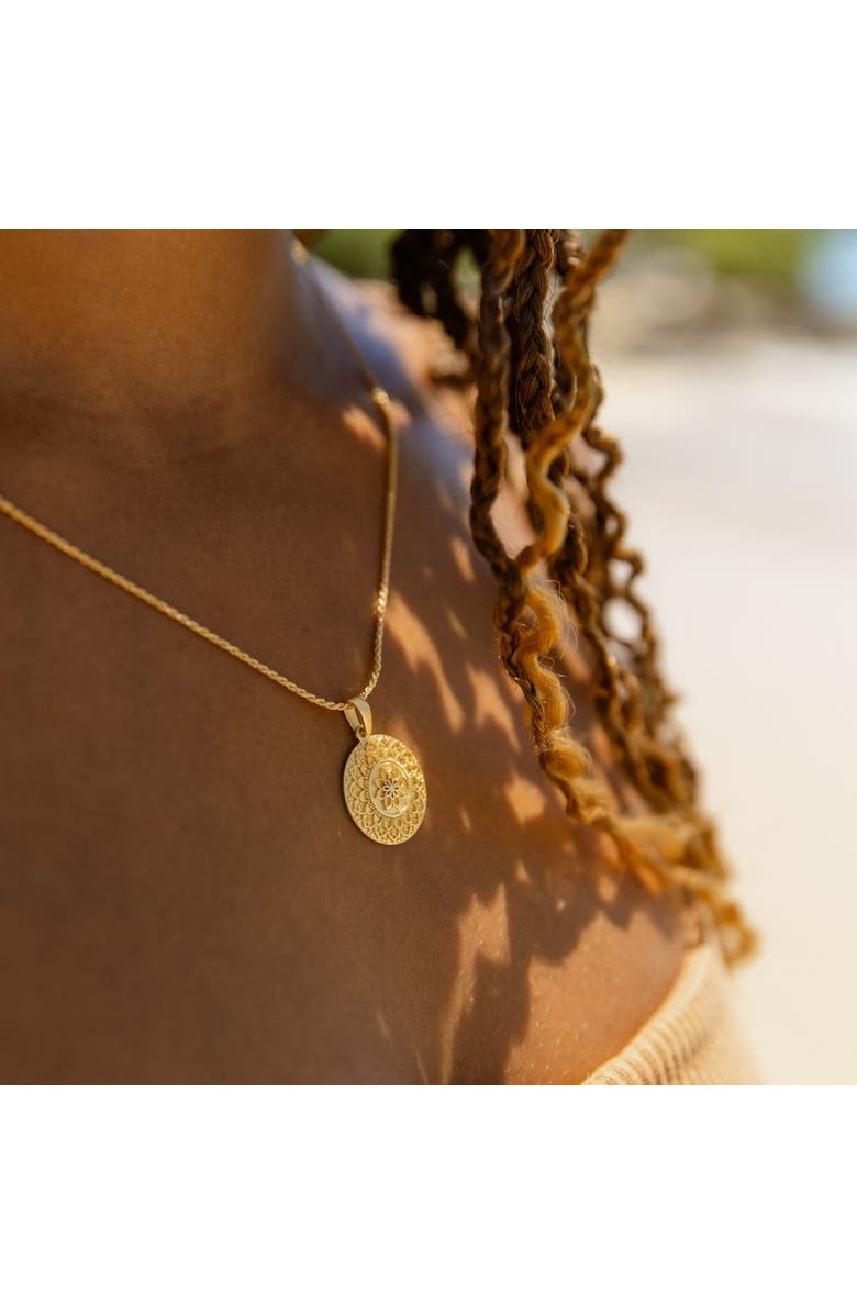 Mantra I Am Strong And Powerful mandala necklace, Alternate, color, Original - Gold