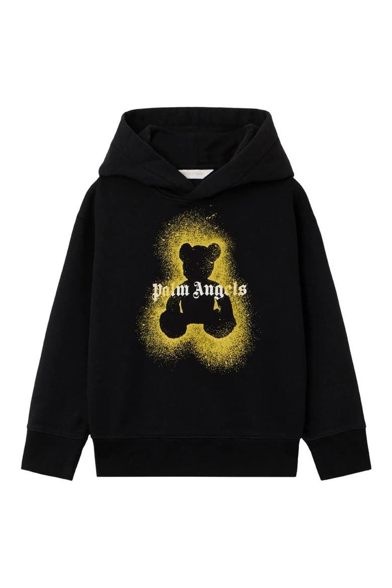 Kids' Spray Bear Graphic Hoodie, Main, color, BLACK - OCHER YELLOW