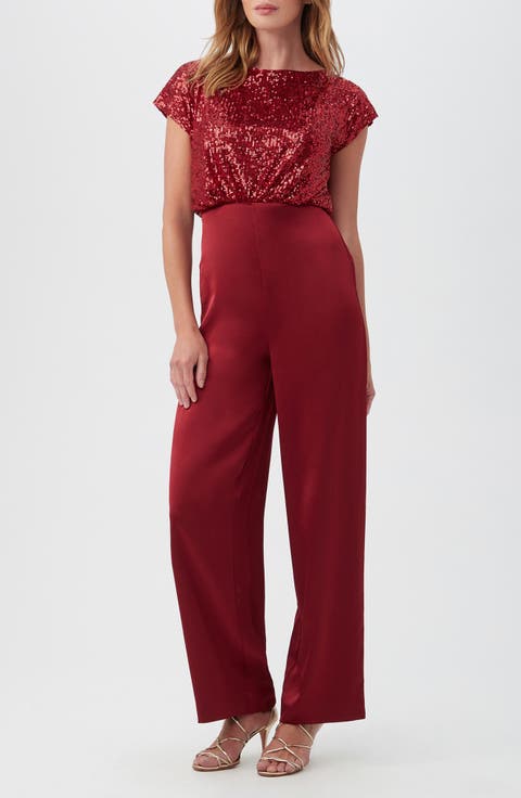 Shimai 2 Sequin Bodice Cap Sleeve Jumpsuit