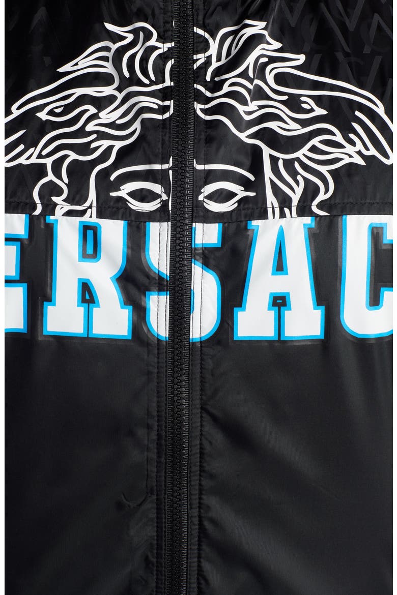 Medusa Hooded Nylon Jacket, Alternate, color, BLACK