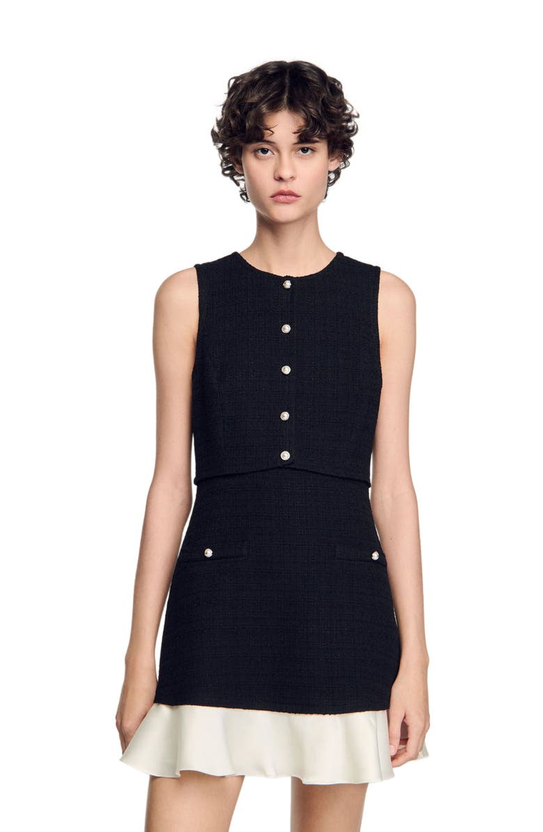 SANDRO Two-tone tweed mini dress, Alternate, color, 