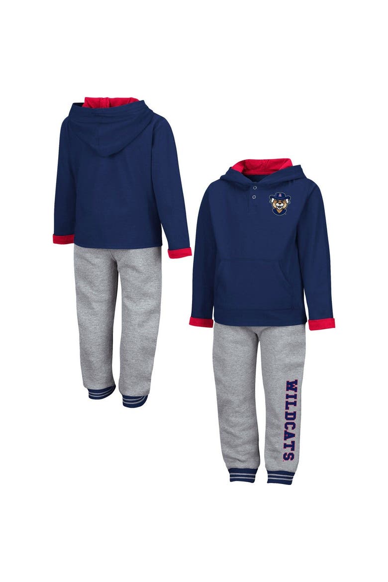 Toddler Colosseum Navy/Heathered Gray Arizona Wildcats Poppies Pullover Hoodie and Sweatpants Set, Main, color, Navy