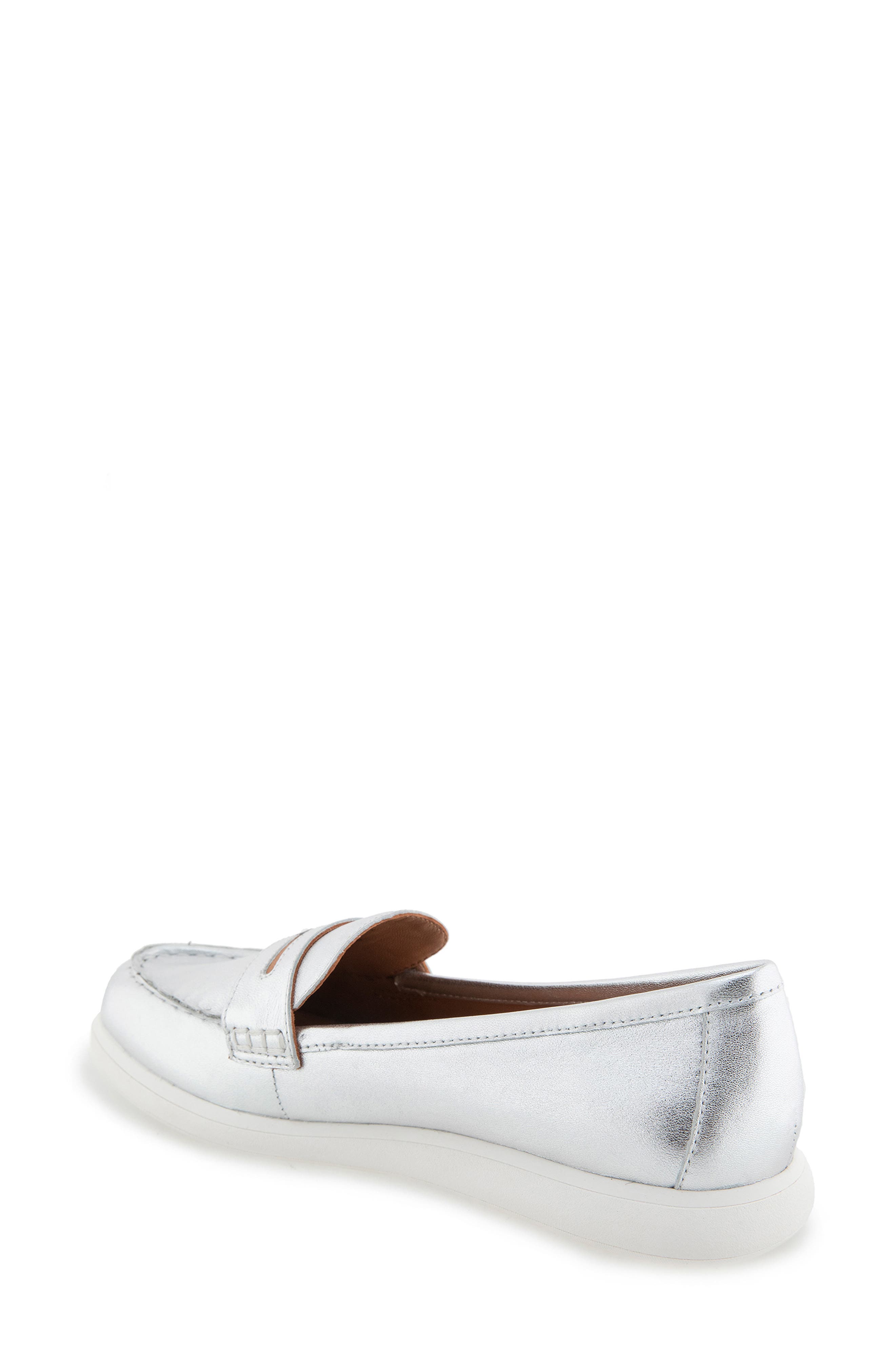 Bailey Metallic Penny Loafer, Alternate, color, SILVER LEATHER