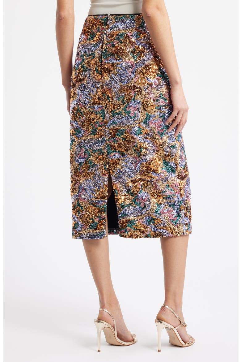 The Adrianne Sequin Midi Skirt, Alternate, color, ABSTRACT FLORAL SEQUIN
