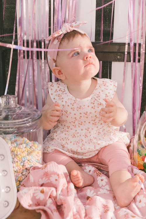 Deux Par Deux Baby Girl's Printed Organic Cotton Tunic And Leggings Set White With Pink Flowers In White With Pink Flowers