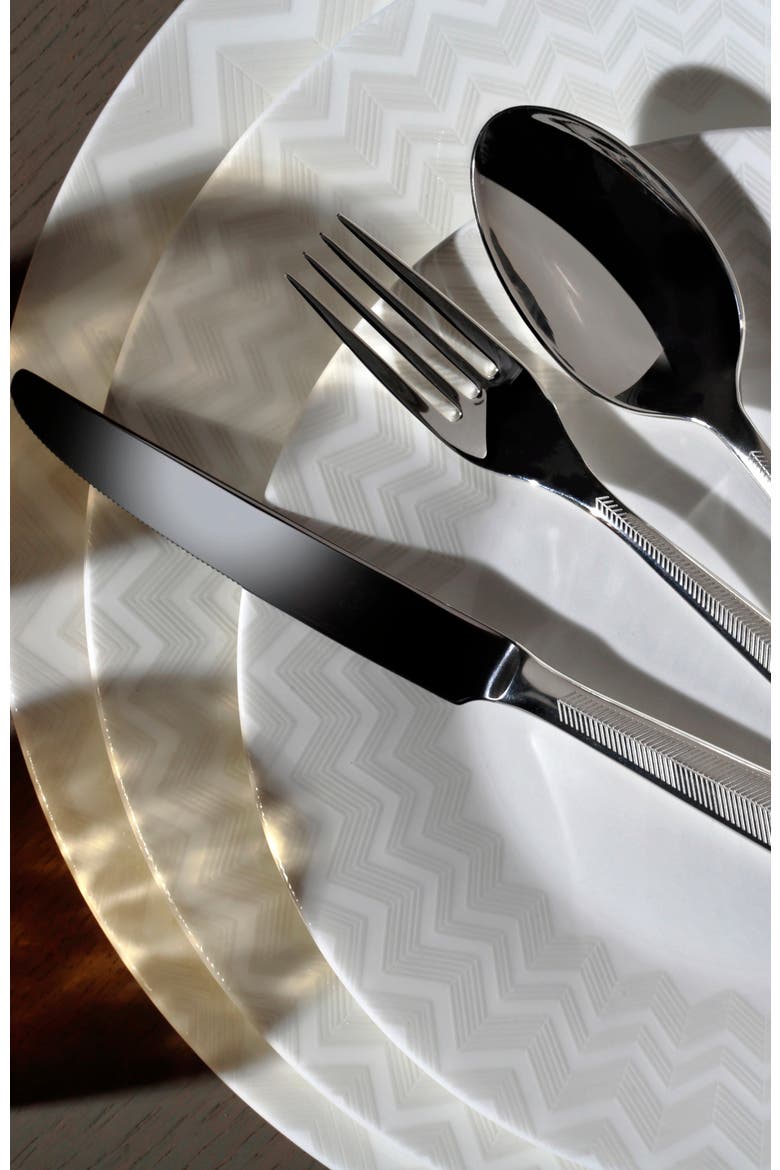 Table Knives ZIG ZAG Set of 6  Steel L 9.25", Alternate, color, Silver