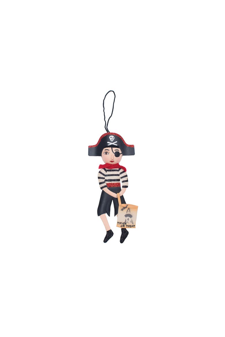 Jogger Pirate Halloween Joe Spencer Gathered Traditions Tin Ornament, Main, color, Black