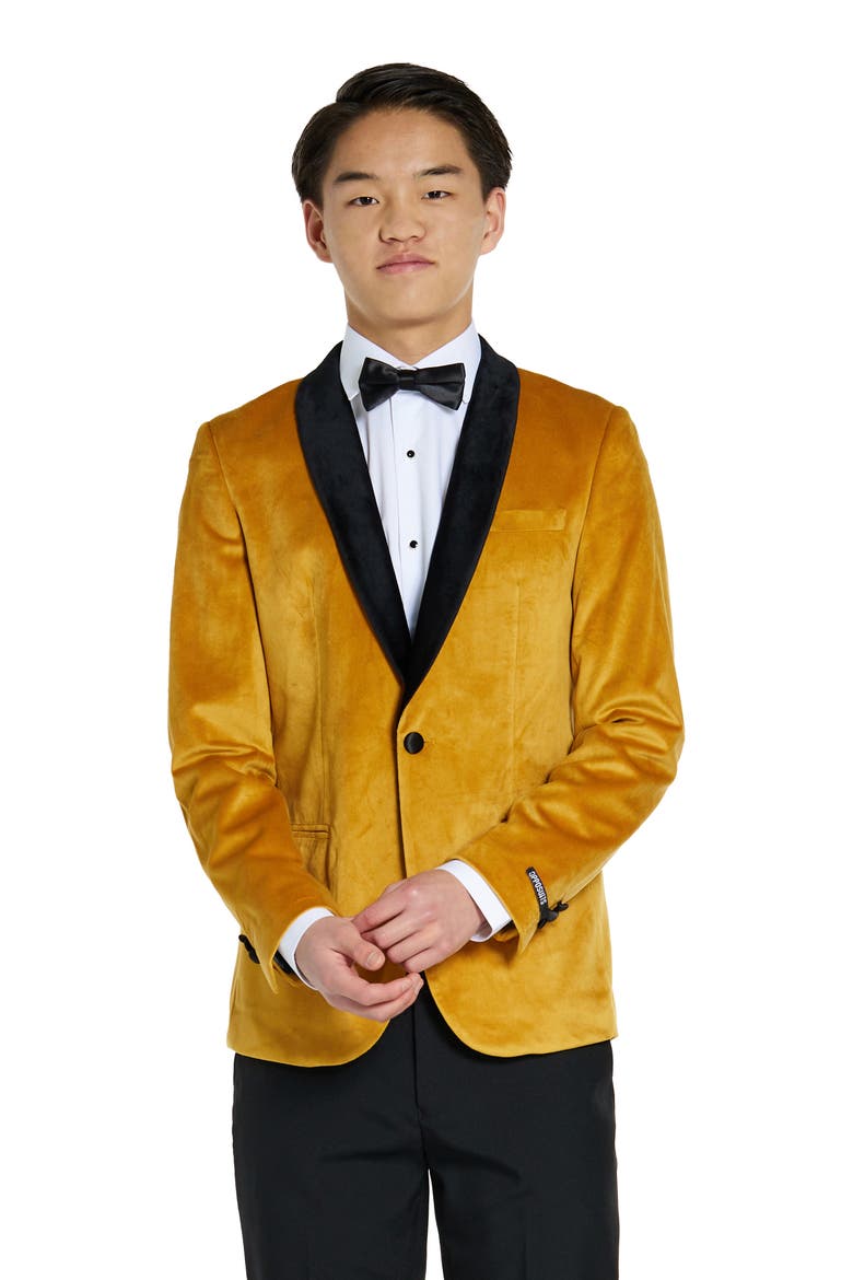 Kids' Satin & Velvet Dinner Jacket, Main, color, GOLD