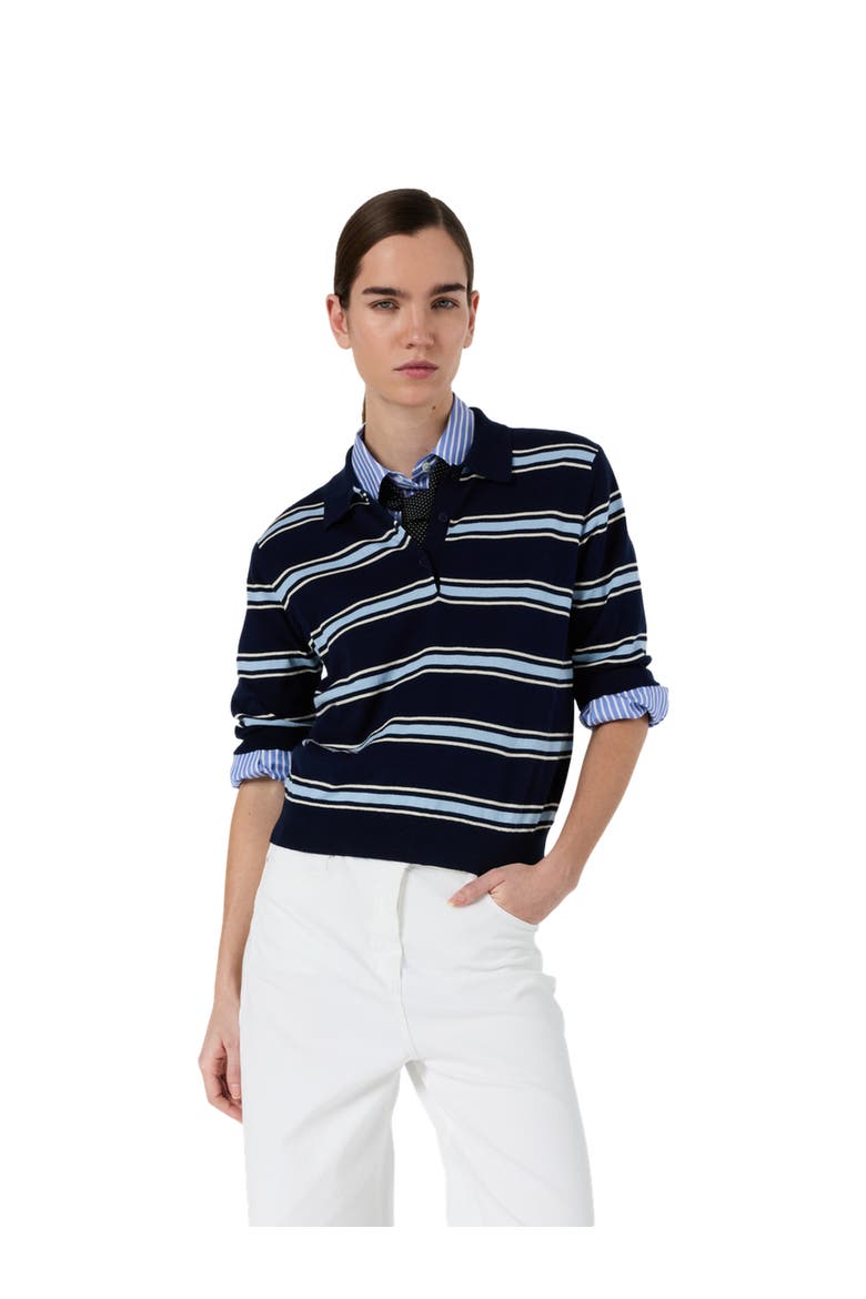 Leila Knit Polo Top, Main, color, Navy Blue