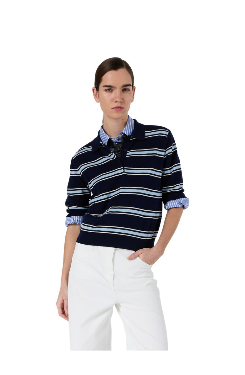 GERARD DAREL Leila Knit Polo Top, Main, color, Navy Blue