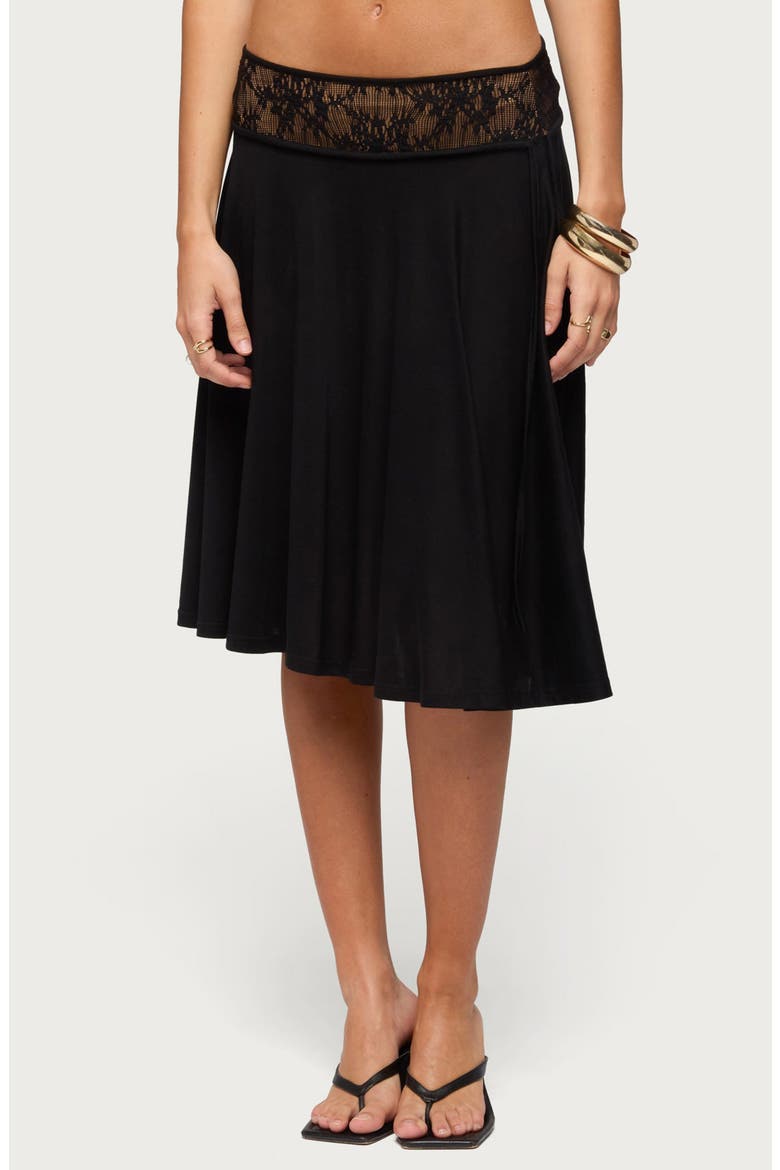 Winonah Lace Waistband A-Line Skirt, Main, color, BLACK