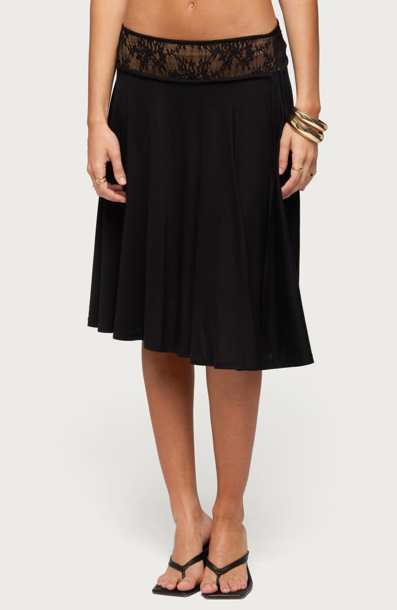 EDIKTED Winonah Lace Waistband A-Line Skirt, Main, color,