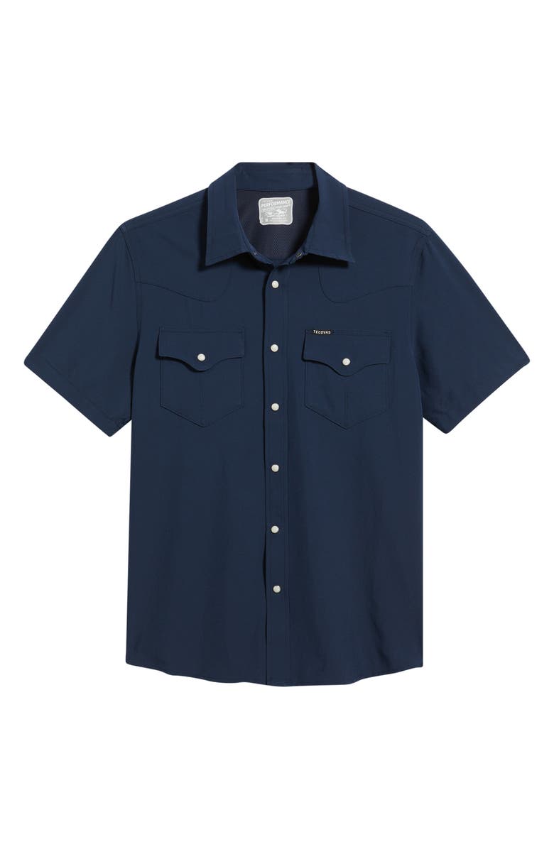 Tecovas Performance Western Short Sleeve Button-Up Shirt, Main, color, Navy