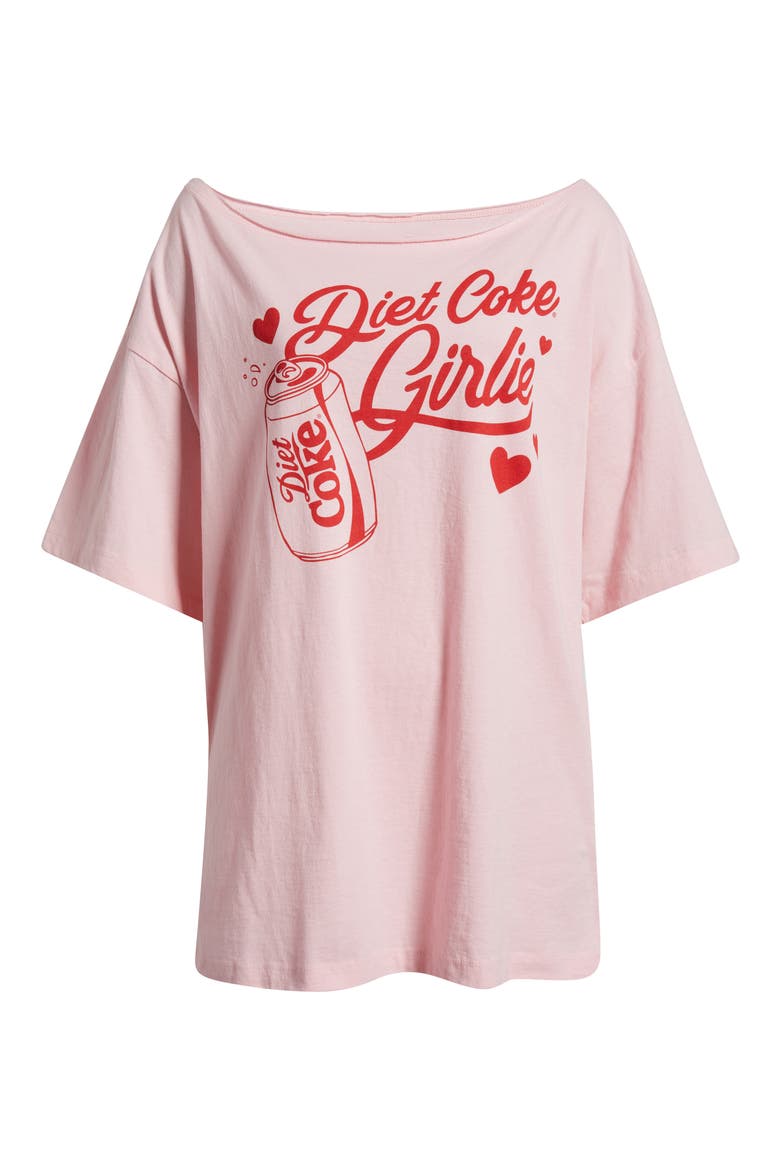 Diet Coke Girlie One Shoulder Graphic Cotton T-Shirt, Alternate, color, ROMANCE ROSE