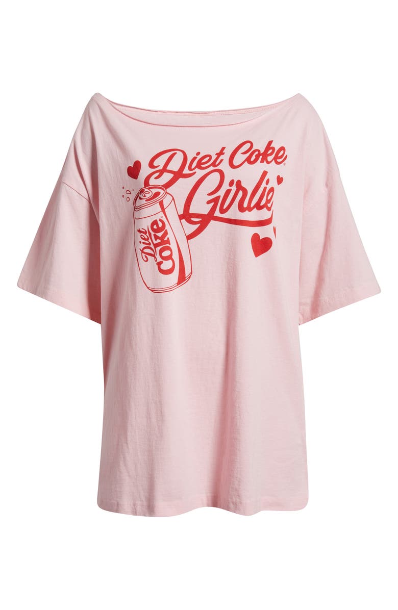 GOLDEN HOUR Diet Coke Girlie One Shoulder Graphic Cotton T-Shirt, Alternate, color, Romance Rose