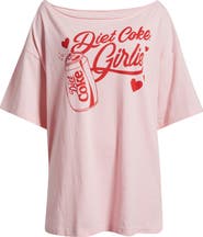 GOLDEN HOUR Diet Coke Girlie One Shoulder Graphic Cotton T-Shirt