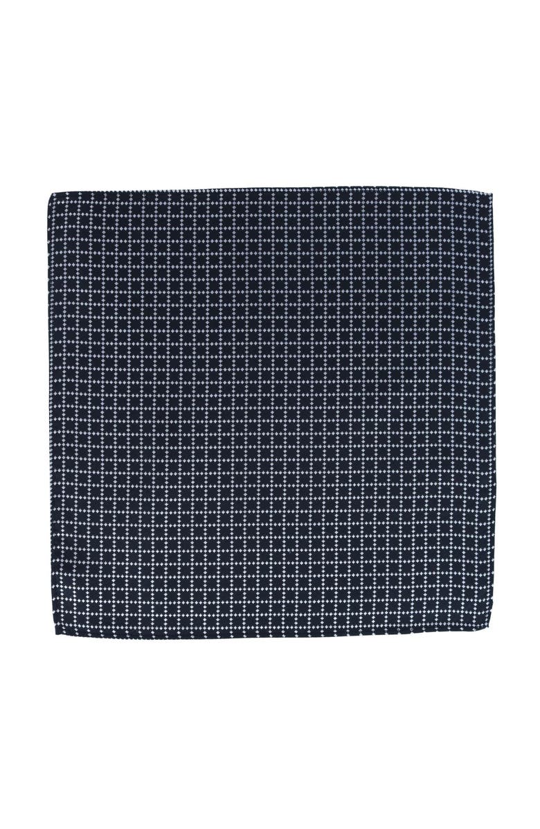 Trafalgar Rowan Geometric Pattern 12x12 Silk Pocket Square, Alternate, color, Black