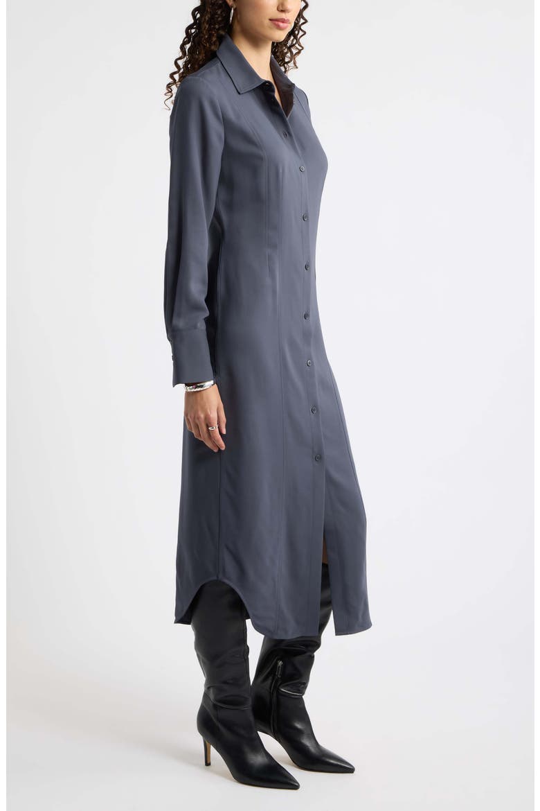 Long Sleeve Midi Shirtdress, Alternate, color, GREY EBONY