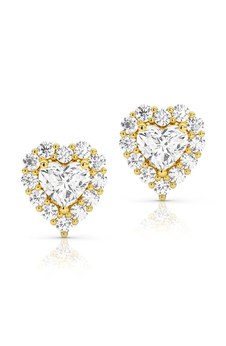 Bliss Diamond 1.30Ct Heart Shape Diamond Halo Studs or Gold Lab Grown, Alternate, color, 10K White Gold