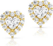 Bliss Diamond 1.30Ct Heart Shape Diamond Halo Studs or Gold Lab Grown