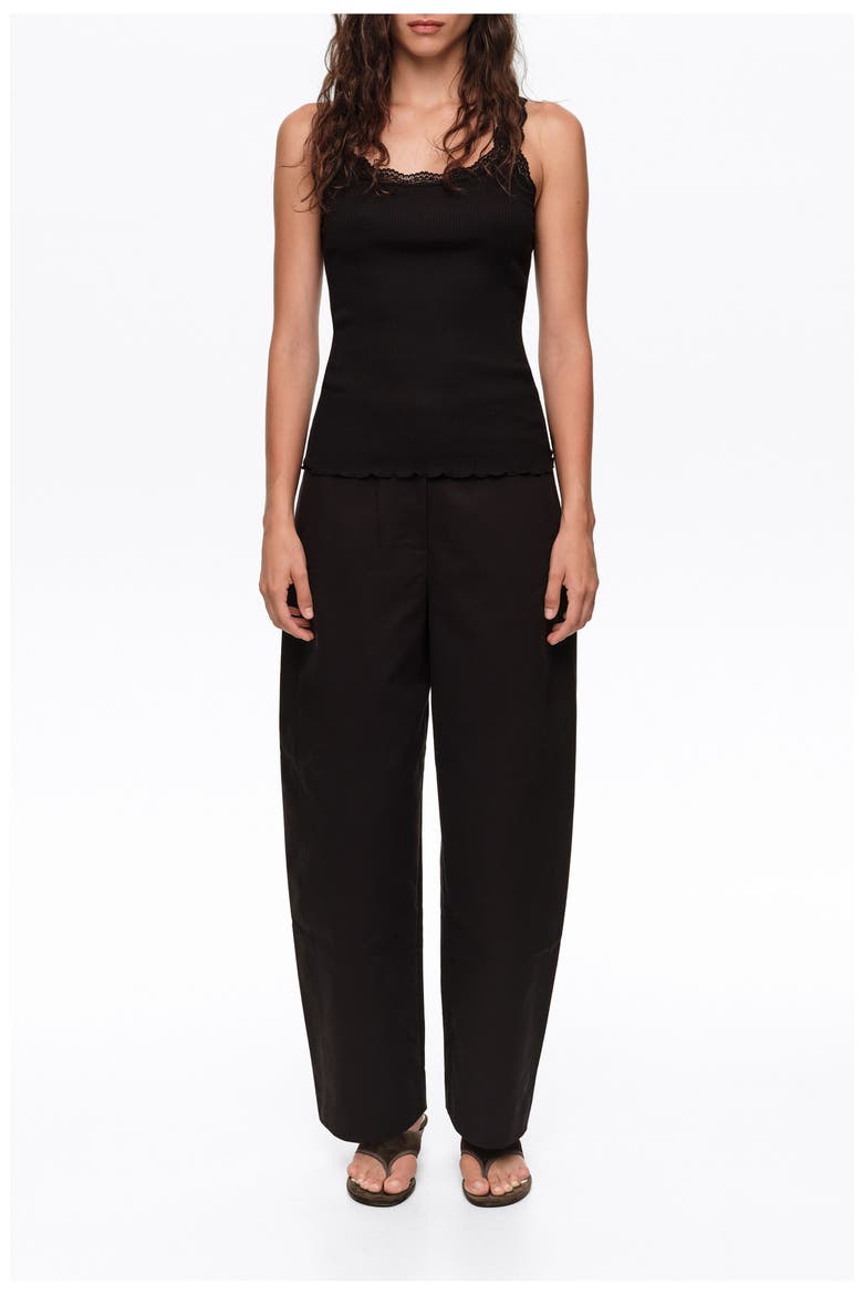 Barrel Trousers with Decorative Stitching, Main, color, BLACK