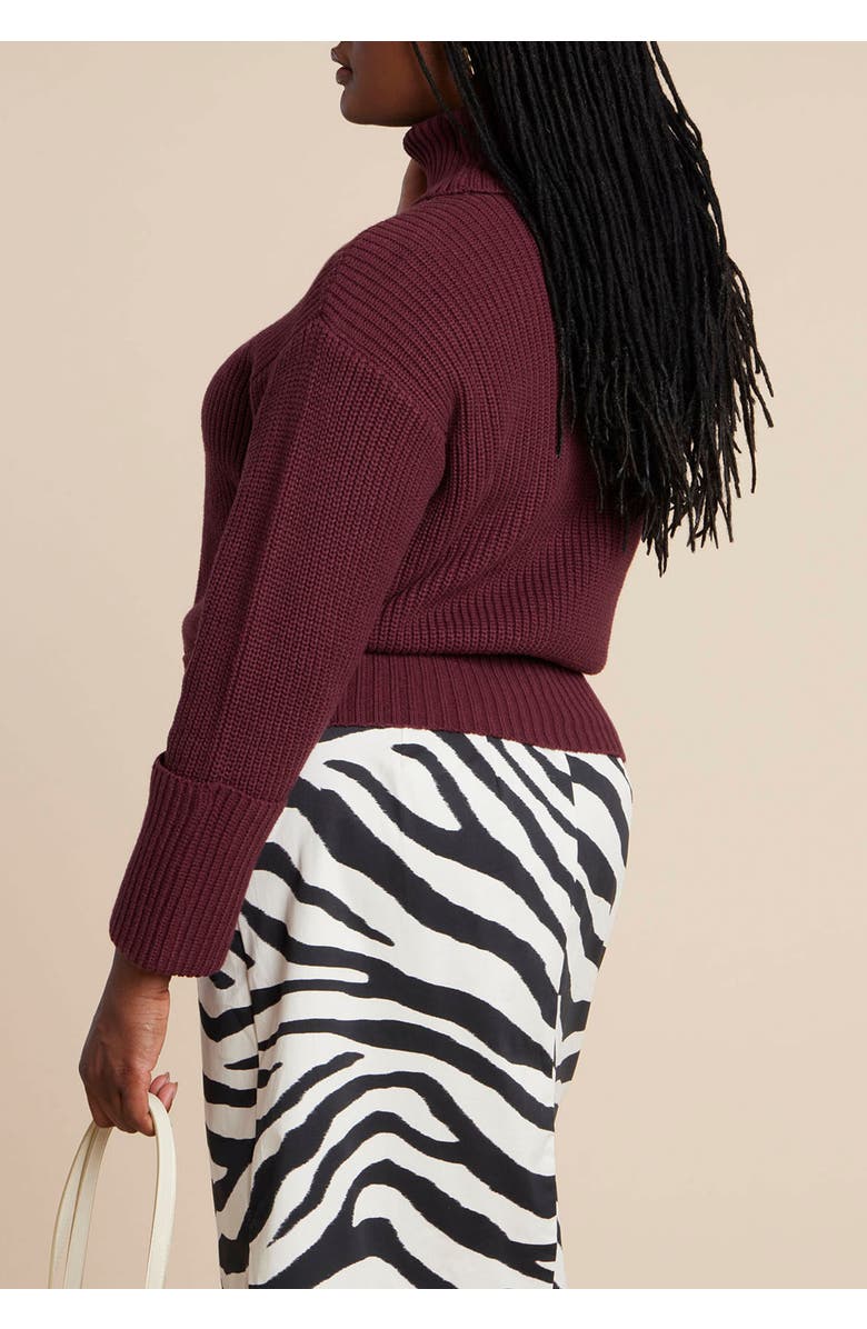 ELOQUII Cuffed Turtleneck Sweater, Alternate, color, Tawny Port