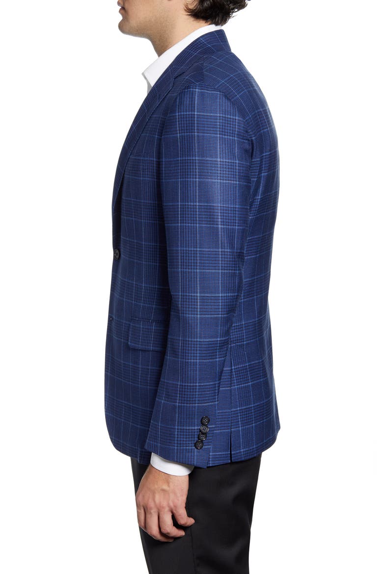 Classic Fit Plaid Wool & Silk Sport Coat, Alternate, color, MEDIUM BLUE