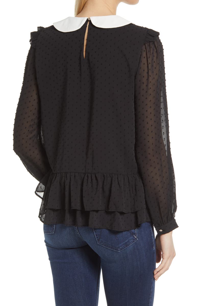 CeCe Clip Dot Tiered Ruffle Blouse, Alternate, color, 