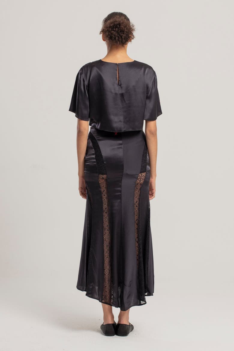 Pure Silk Long Skirt, Alternate, color, BLACK