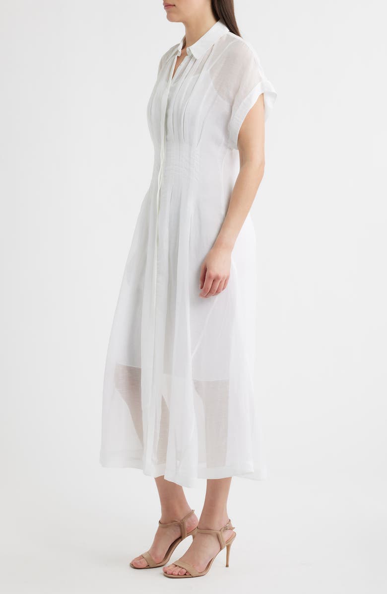 BOSS Davinata Pleated Sheer Shirtdress, Alternate, color, Bright White