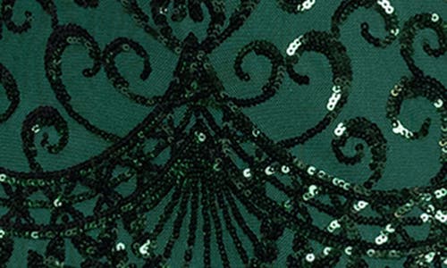 Blondie Nites Sequin Scroll Detail Body-con Gown In Green